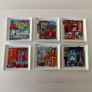 Crate & Barrel Travel Plates Set of 6